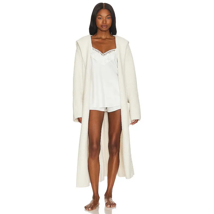 Barefoot Dreams CozyChic Ribbed Hooded Robe in Cream