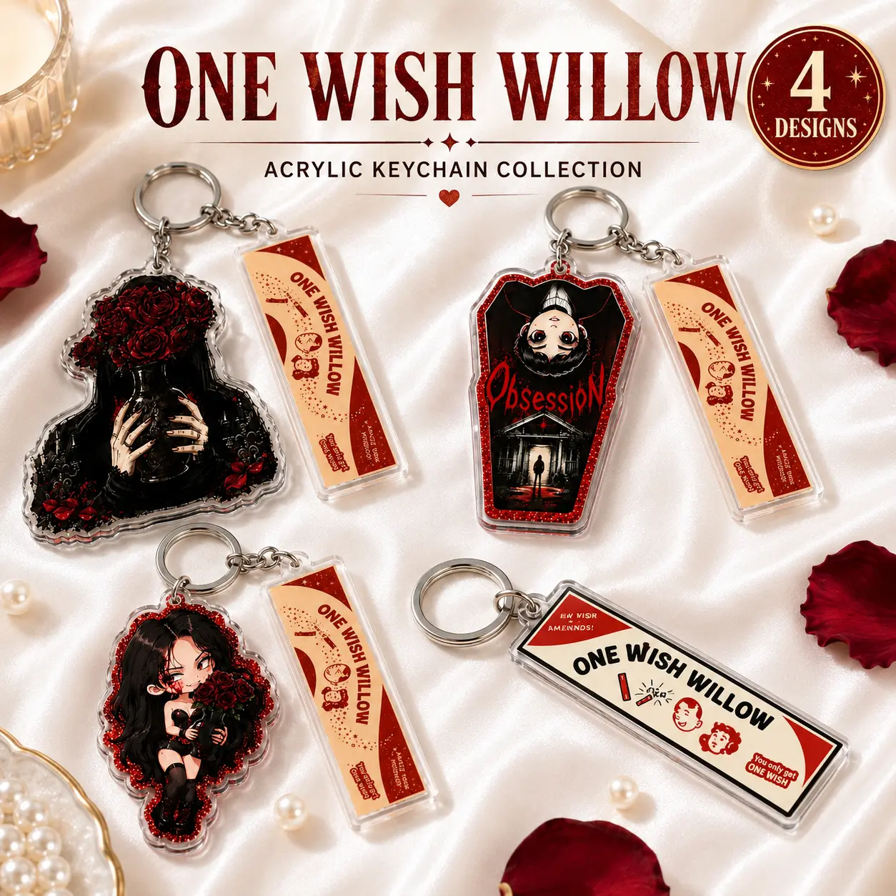 Obsession One Wish Willow Keychain Charm, Obsession Keychain, Horror Movie Gift Enamel Pin, Gift for Fans, One Wish Willow Inspired Horror Movie