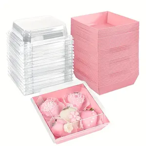 20 Pack Dessert Boxes with Transparent Lids, Oil-Proof Kraft Paper, / Bakeware Baking Food Containers, Perfect for Cookies, Macarons, Cakes, Sandwiches, Premium Cake Box