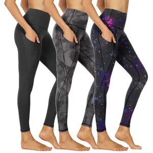 SHOWITTY Outlets Women's High Waisted 3 Pack Leggings with Pockets – Soft Plus Size Yoga Pants for Travel, Workout & Everyday Wear