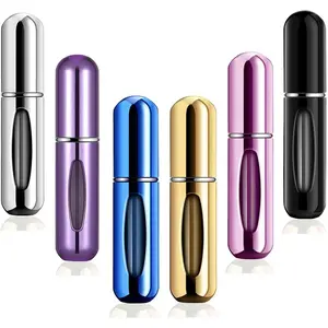 Portable Refillable Perfume Atomizer Spray Bottles - 6 Pcs (5ml Each) Travel Mini Dispenser Case