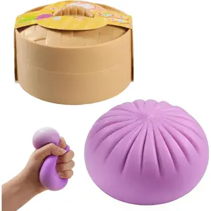 Household daily necessities Dumpling Fidget, Sensory Stress Relief Squeeze Toys, Anxiety Management Tool for Classroom Focus and Travel Companion, Purple Steamer Basket Design, for People Aged 15 and Above