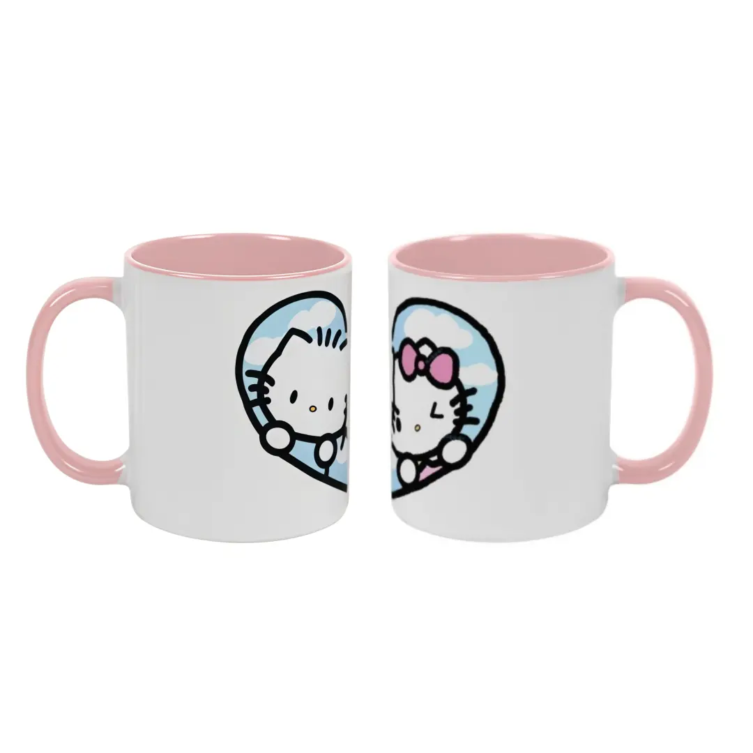 Sanrio Hello Kitty Couple Mug Set 11oz/15oz Classic Snow Globe Design Perfect for Couples Beverage Gift