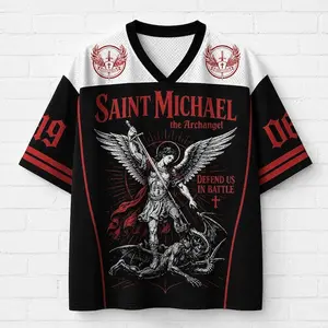 Saint Michael the Archangel Football Jersey | Christian Warrior Sports Shirt | Defend Us In Battle Faith Gift