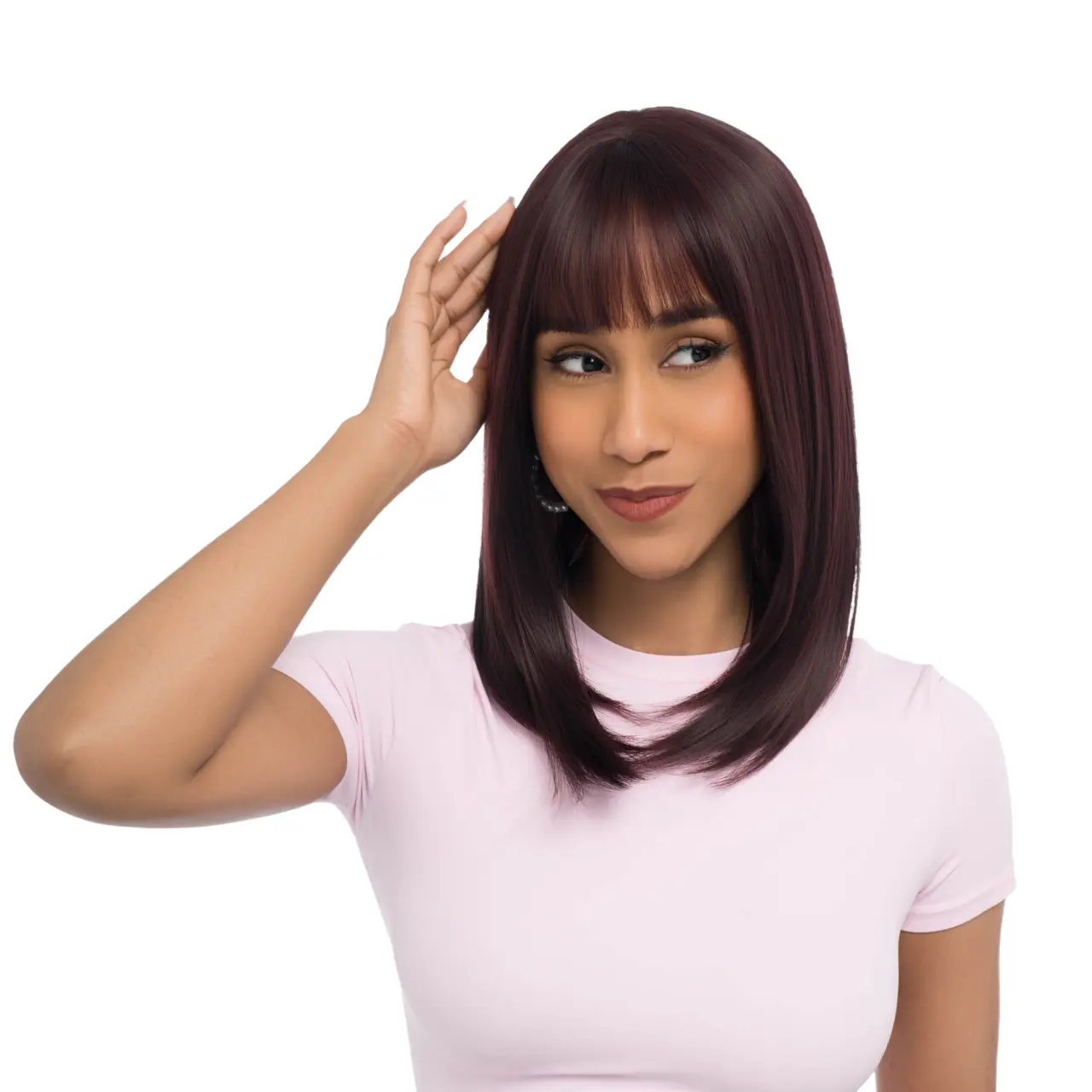 13.5-Inch Deep Wine-Cheery Red Straight Synthetic Wig | 【Heat Resistant】【Cap Included】 | 52FSGB