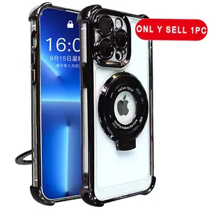 Luxury For Bracket Protective Case Casing For iPhone 11 12 13 14 15 16 Pro Max Magnetic Ring Stand Holder Clear Acrylic Cover Accessories