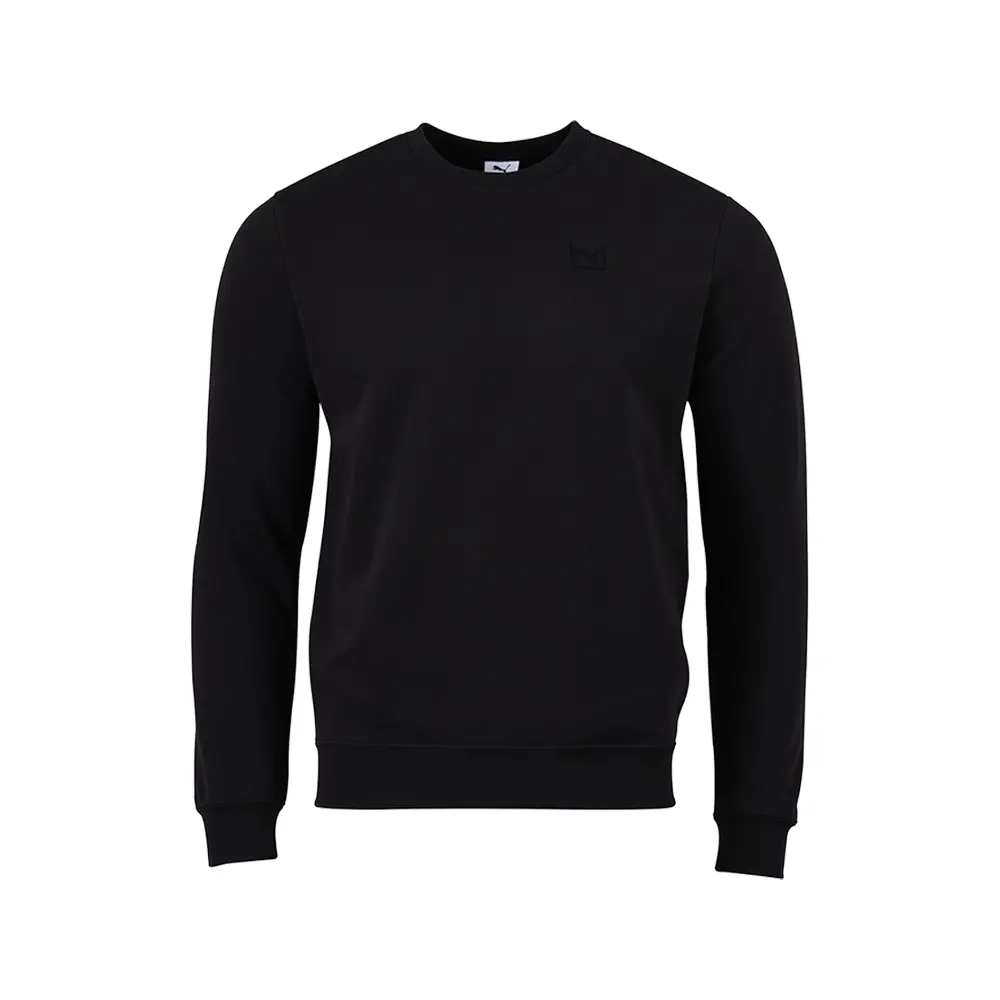 PUMA Mens Essentials Elevated Logo Crew Neck Sweatshirt Casual - Black PUMA Mens Essentials Elevated Logo Crew Neck Sweatshirt Casual - Black