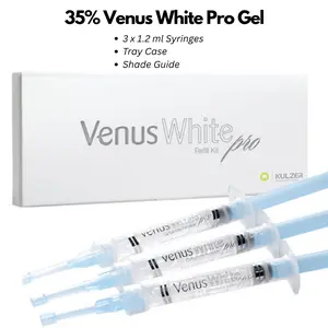 3-Pack 35% Venus White Pro Teeth Whitening Gel x 1.2 ml Syringes Mint Flavored, Tray Case and Shade Guide Venus Whitening Gel Syringes with Instructions