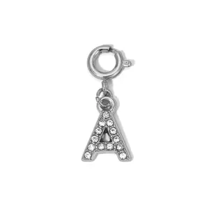Silver Rhinestone Initial Charms A to Z