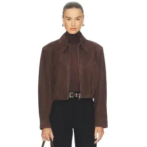 AGOLDE Nahlia Cropped Suede Jacket in Root