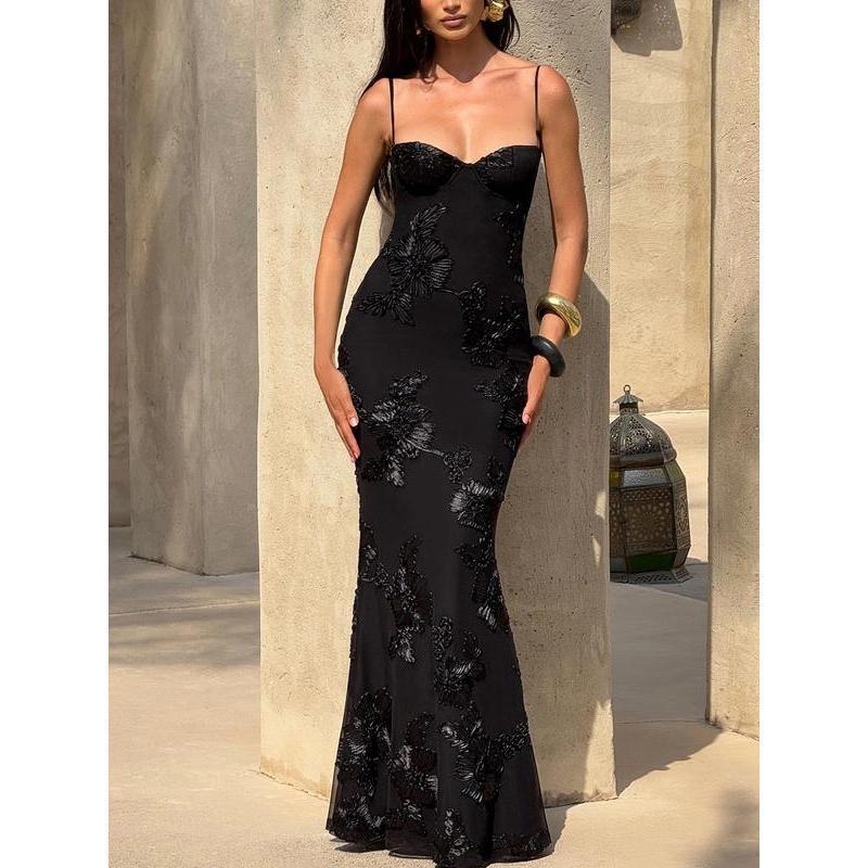Women's Summer New Style Sexy Slimming Backless Tie Waist Long Dress, Elegant European Fashion, Perfect for Parties & Casual Wear