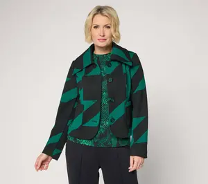 Carla Rockmore Collection Button Front Houndstooth Jacket