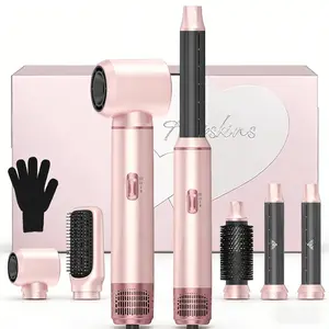 Hair Styler 5 in 1, Magic Hairstyler, Hair Dryer Brush for Hair Styling, Hot Air Brush for Volumizing, Hair Wrap Dryer Set with Detachable Heads Comb, Hair Styling Tools for Drying Curling Straightening, Curling Iron, Straightener