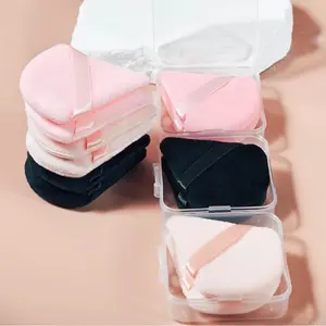 Triangle Powder Puffs Set, Beauty Puff, 2pc/6pc Makeup Sponges & Fans, Ideal for Setting Powder Application, Dust-Proof Storage Box Included