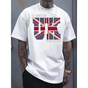 Men's Classic Cotton White T Shirt Featuring Vintage London Union Jack Design