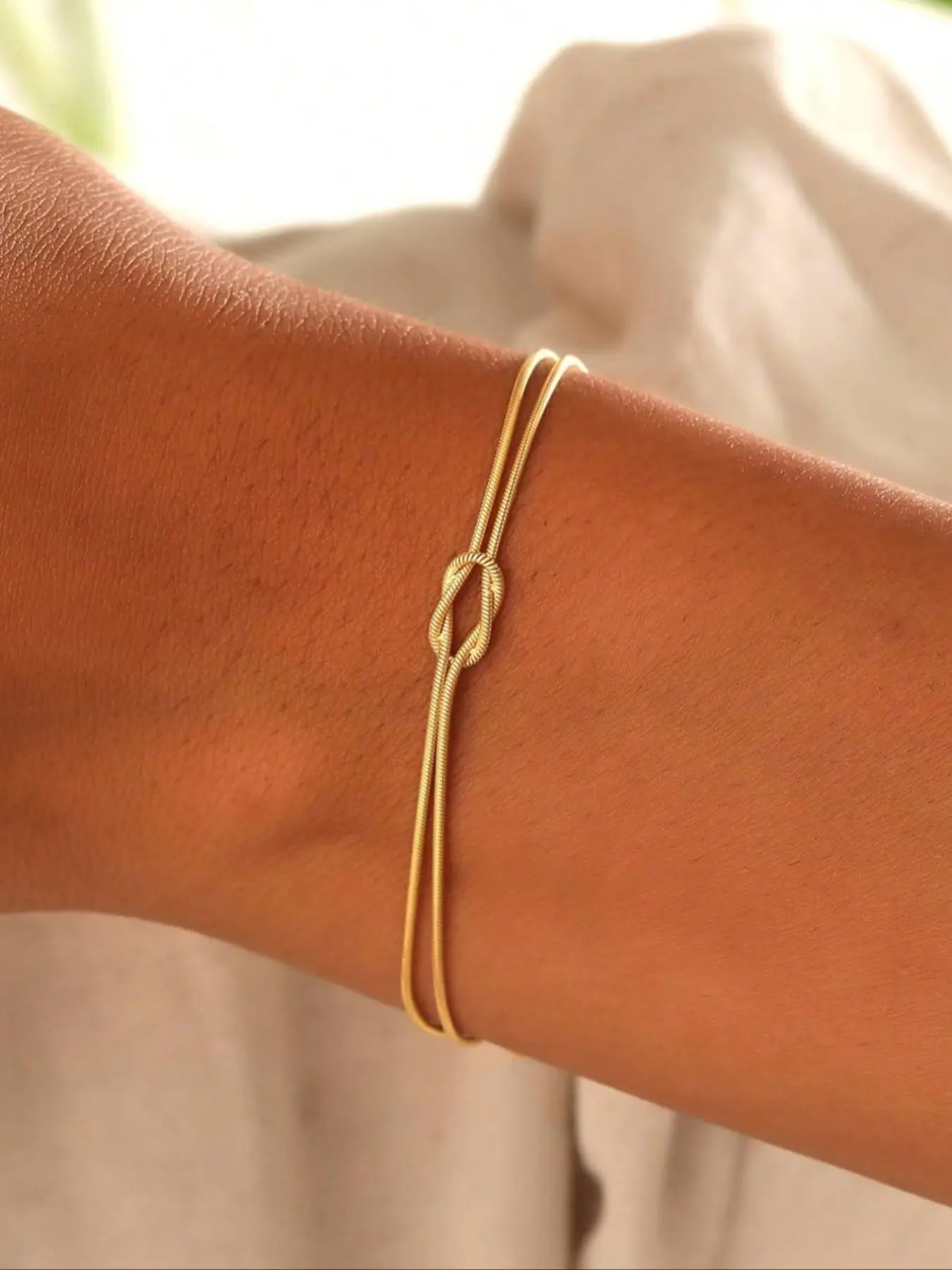 Love Knot Chain Bracelet for Couples, Minimalist Chain Bangles, Adjustable Bracelets, Perfect Gift for Lovers, Ideal for Special Occasions and Daily Wear, Adjustable Link Bracelet