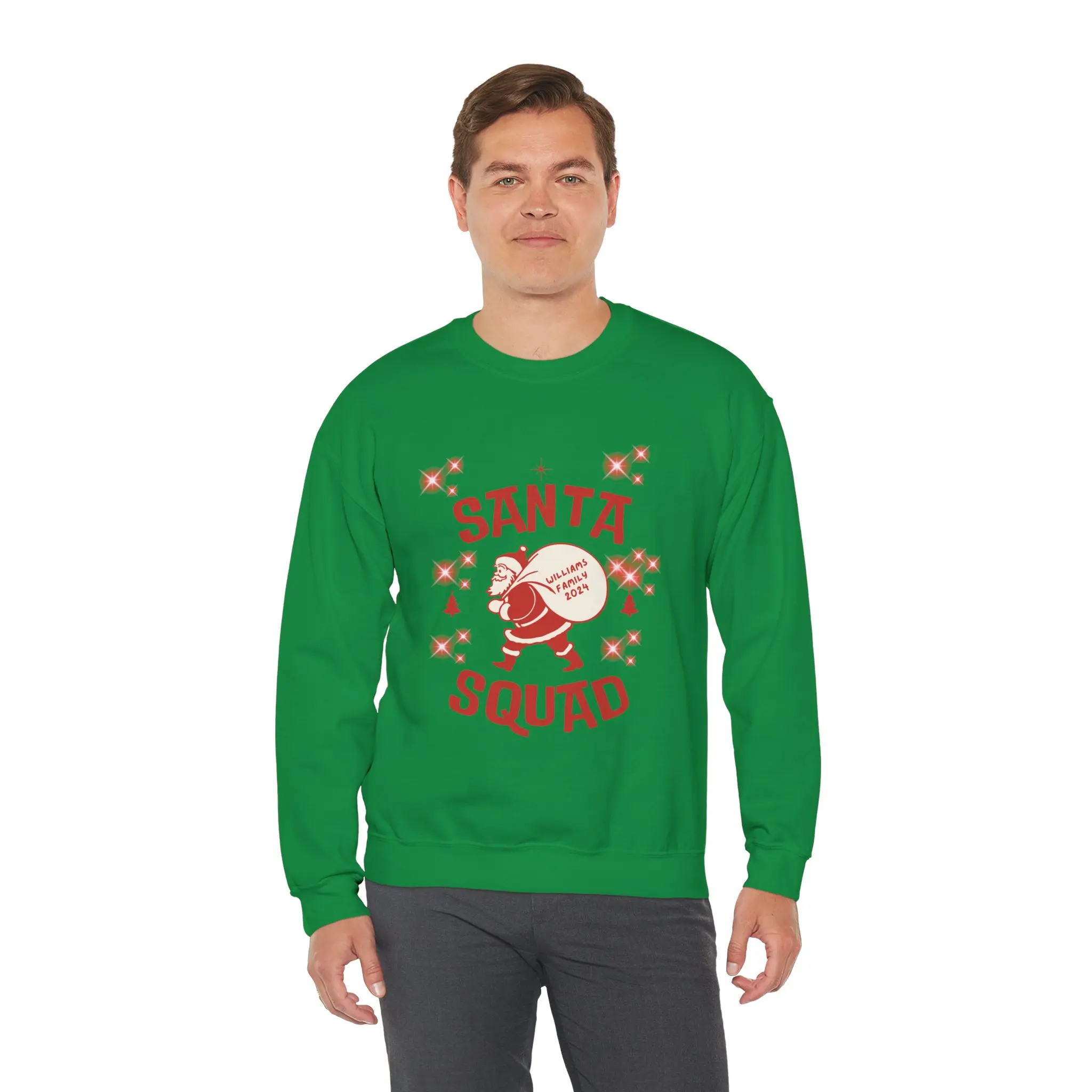 Family Santa Squad Sweatshirt, Personalized Christmas Crewneck Jumper, Custom Holiday Gift, Matching Xmas Apparel, Winter Family Outfit christmas party