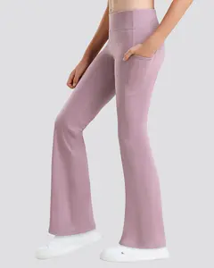 Girls Flare Leggings with 2 Pockets High Waisted