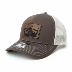 Richardson 112 Leatherette Patch Hat – Duck Hunting Lab with Duck – Customizable Logo Option – Perfect for Hunting Enthusiast