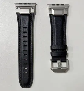 Leather Band Compatible for Apple Watch Ultra Band 49mm 46mm 45mm 44mm 42mm 41mm 40mm, Genuine Leather Replacement Strap for iWatch series 11 10 9 8 7 6 5 4 3 2 1, SE 3 2 1, Ultra 3 2 1