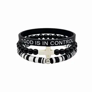 Bless You Cross Bracelet Kids Men Teen Bracelet Elastic Fashionable Luminous Wristbands Jesus Bracelet 3pcs/set