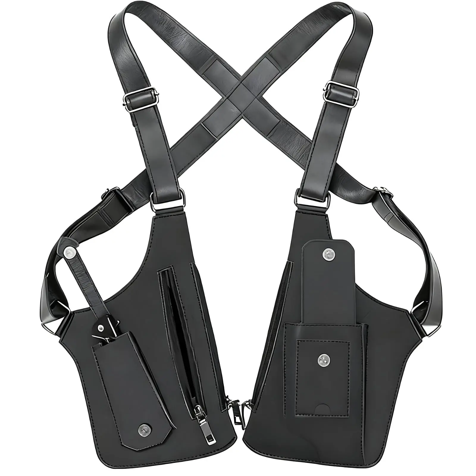 Premium leather adjustable underarm bag for men — anti-theft hidden storage, lightweight, waist and crossbody convertible, outdoor sports gear, versatile backpack with pockets, bags