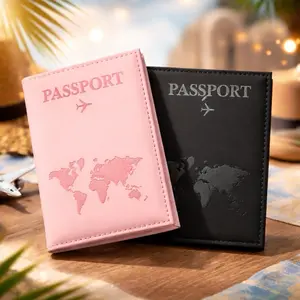 2pcs Passport Cover Holder Matte His and Hers in Sleek Black and Soft Pink for Couples Traveling in Style Perfect for Travelers
