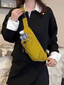 2026 New Lightweight Nylon Bag, Phone Water Bottle Integrated Outdoor Chest Pack, Trendy Versatile Sports Travel Crossbody Waist Bag, Waterproof Belt Bag