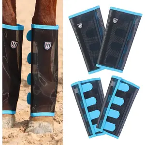 Harrison Howard Loose-Fitting Horse Fly Leggings Breathable, Tear-Resistant Fine Mesh Leg Guards Stay-on Comfortable Fly Boots (Set of 4)