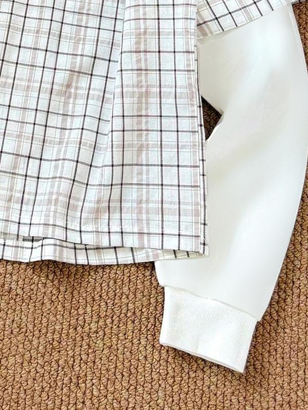 Unisex Free Print Plaid Shirt, Two-Piece Design with Vintage Graphics, Soft Button-Down for Grunge Style and Daily Wear