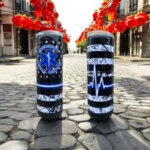 EMS Tumbler - Portable Water Bottle with EMS Logo, Available in Black & Blue, Ideal for Drinkware Use