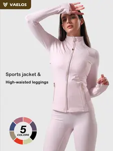 Women's sports Sweat Suit, high-waisted leggings, Yoga Pants, cropped length. Gold-Color zipper Jacket with Pockets. Sports wear, Yoga,Gym,Casual Wear for Women Sweat Suit.