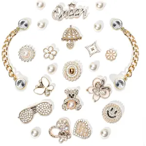 Bling Shoe Charms for Women, Sparkle Rhinestones Shoe Decoration Charms, Girly Shoe Chains for Clog Sandals, DIY Shoe Accessories for Party Favor