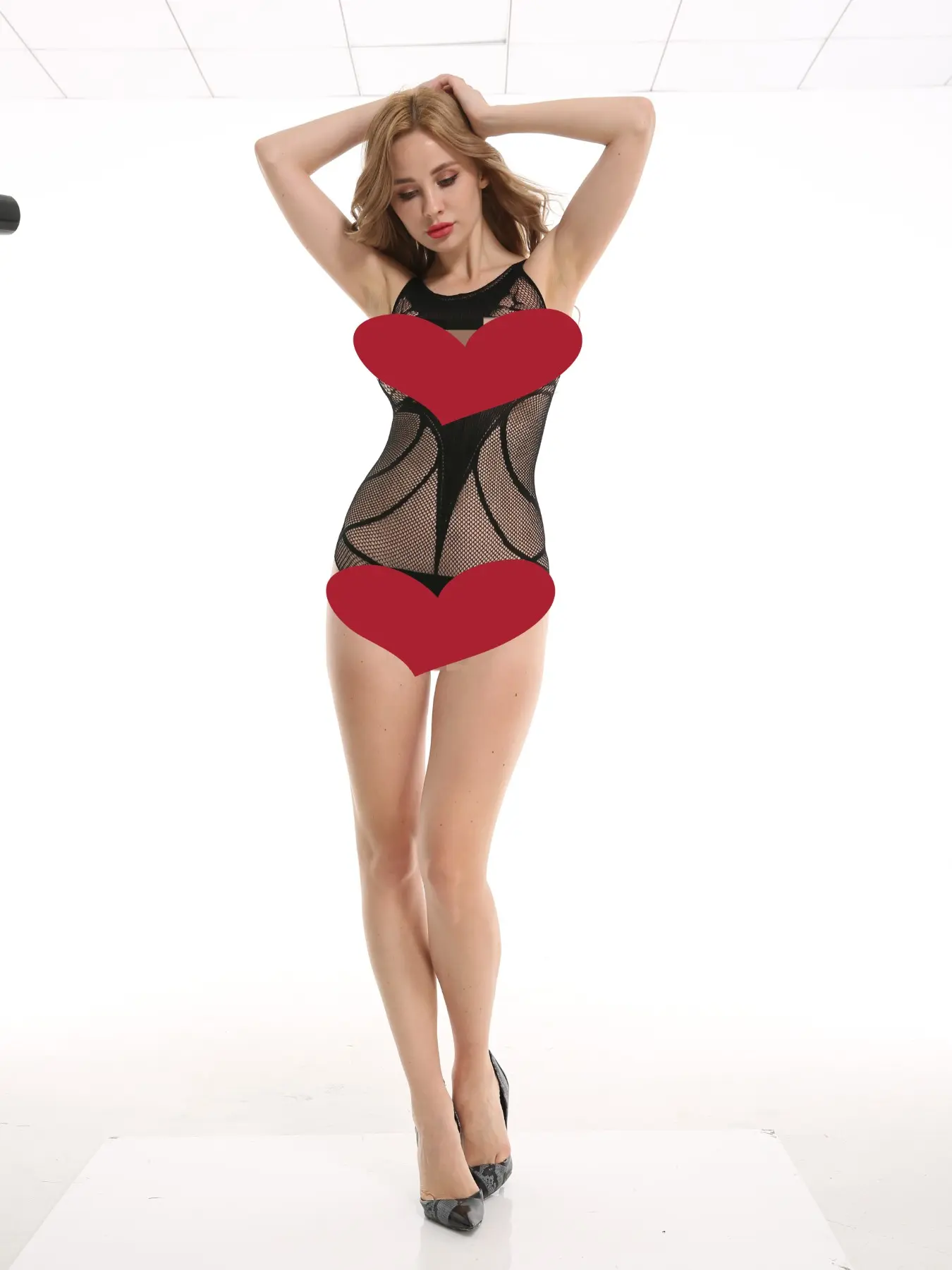 Sexy Women's Sleeveless Butterfly Pattern Mesh Bodycon Bodysuit, Sheer for Club & Date Night Looks, All Seasons Fashion