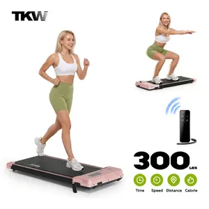 TKW 4-in-1 Foldable Treadmill with Vibration Function & Armrests, Portable Quiet Walking Pad for Home & Office, LED Display for Walking & Jogging