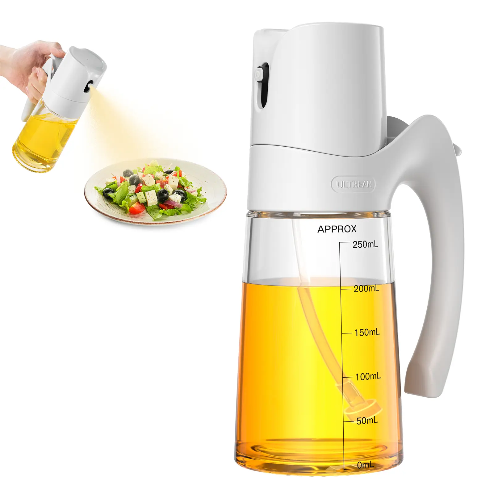 Ultrean Oil Sprayer for Cooking 10oz/300ml Olive Oil Dispenser Bottle, Fine Mist Oil Mister for Air Fryer, BBQ, Baking, Salad, Grilling & Roasting, Leak-Proof Kitchen Gadget