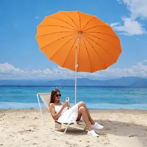 6.5FT Aluminum Patio Umbrella, UV Blocking Beach Sun Shade for Backyard, Poolside, Garden & Deck, Adjustable Tilt Outdoor Umbrella, Durable Shade for Beach, Patio & Backyard Relaxation