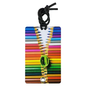 212 MAIN PVC Waterproof Luggage Tag 2056 - Rainbow Unzip Design, Stylish, Secure - Elastic Cord Included for Backpacks, Pet Carriers