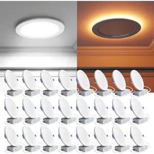 24 Pack 6 Inch LED Recessed Ceiling Light with Night Light, Dimmable, 2700K-5000K 5CCT, 1050LM 12W 120V, High Brightness Canless Wafer Downlight - ETL&FCC&IC