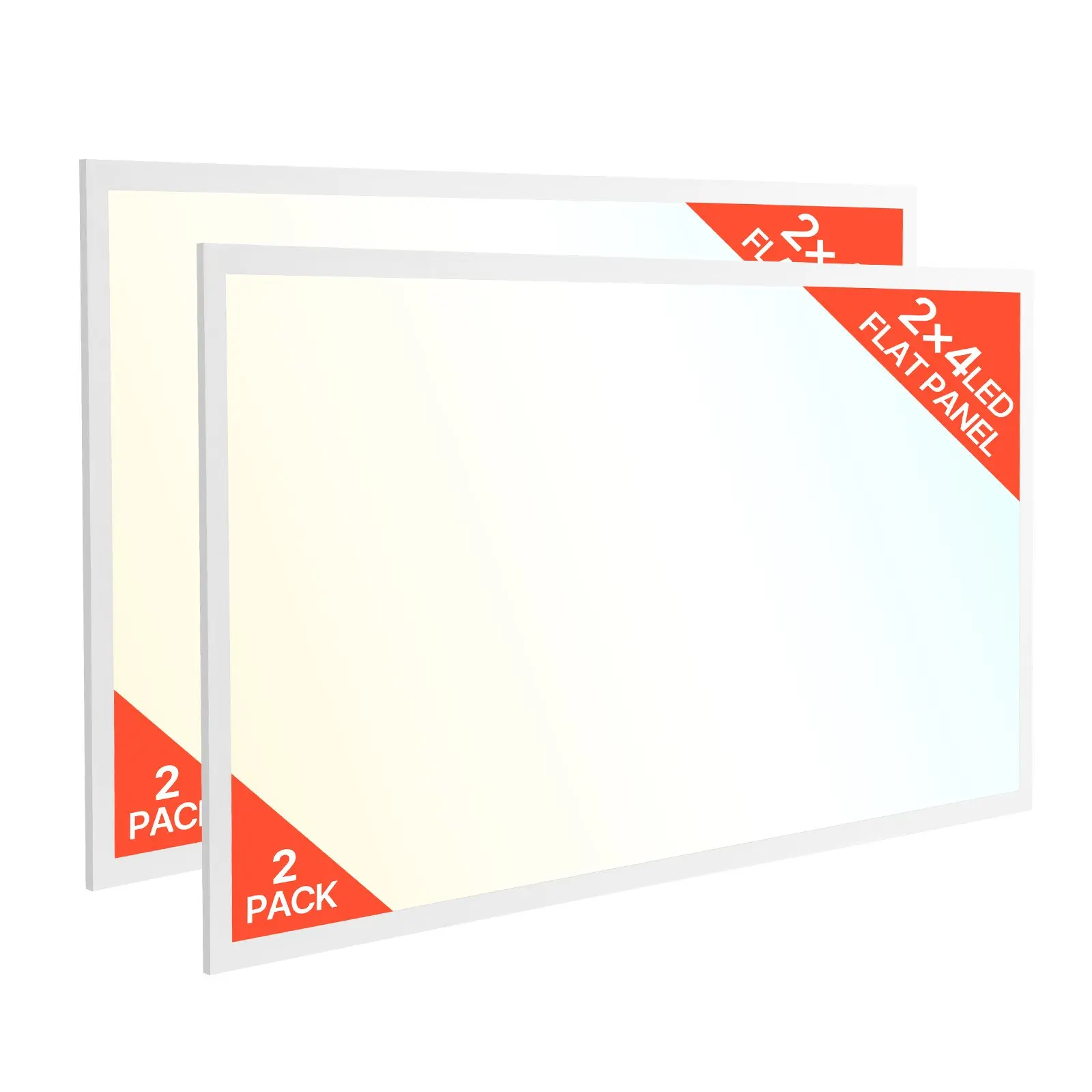 VEVOR 2x4 FT LED Flat Panel Light 2-Pack (2 Pcs), 7800 LM, 30W-50W 0-10V Dimmable Flush Mount Drop Ceiling Fixture, 3-Color Selectable 4000K/5000K/6000K, Ultra Slim Aluminum Frame for Home Kitchen, Garage, Warehouse, Basement