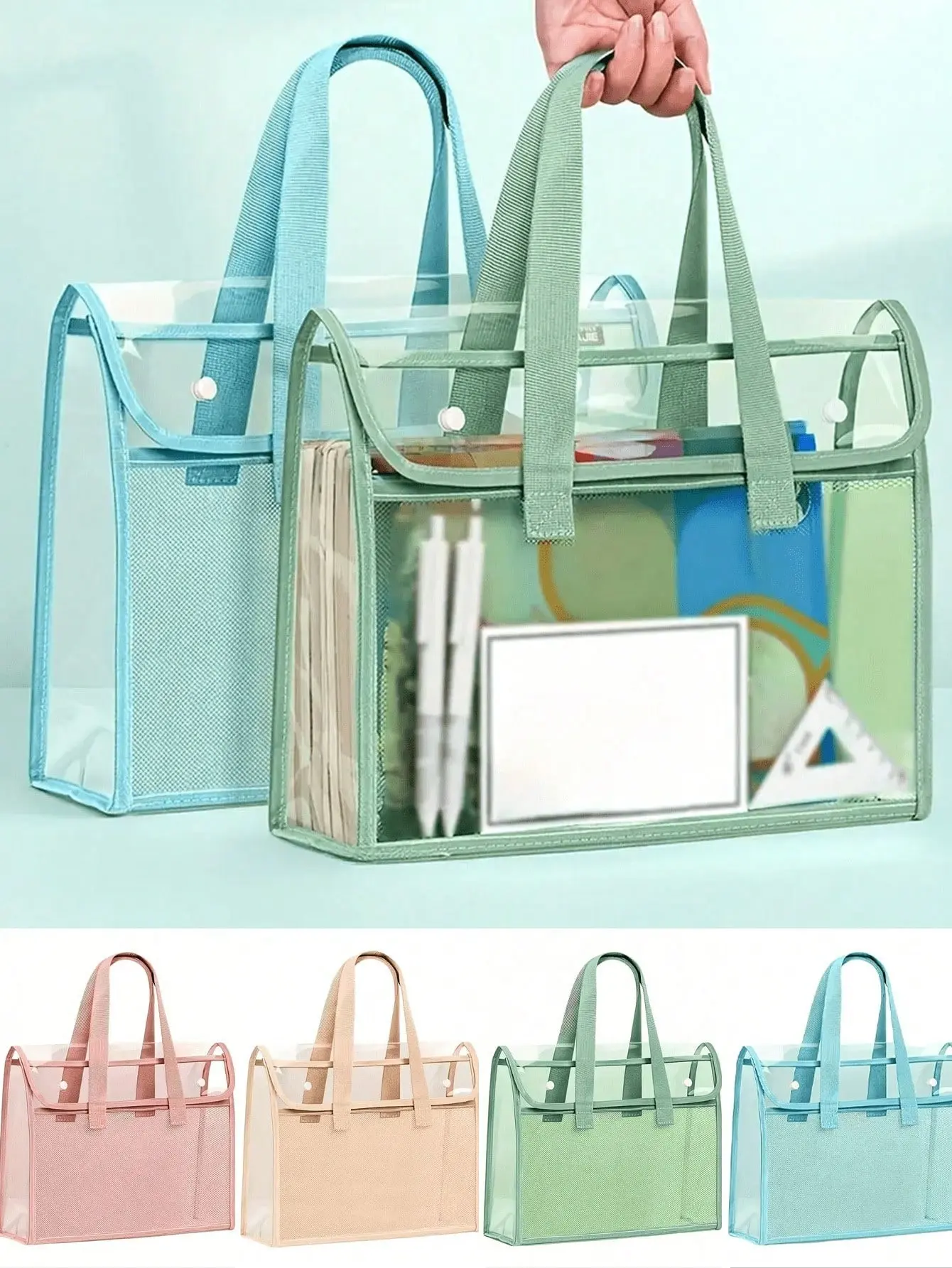 Clear Tote Bag - Large Pouch For Students, PVC Cosmetic Organizer, Clear Bag For Stadium Events