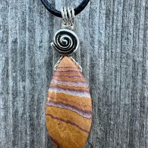 Rhyolite Necklace for Grounding and Root Chakra Connection - Swirl Design for Consciousness
