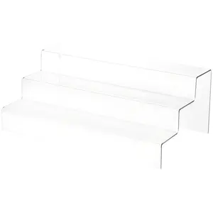 Plymor Clear Acrylic 3-Step Solid Back Display Stairs