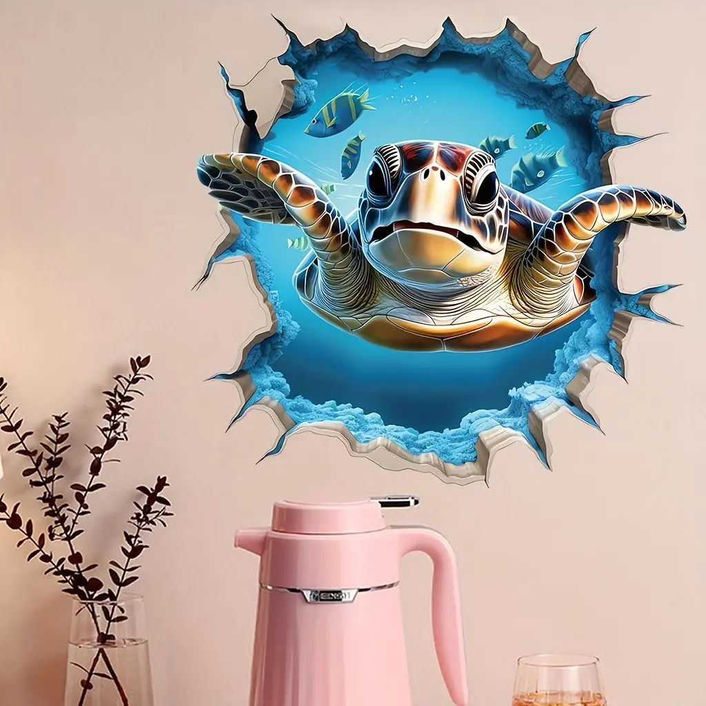 Turtle Wall Sticker, Home Decor, Decoration Sticker, Wall Decal, Perfect for Living Room Bedroom Study Background Walls, Decorative Turtle Design, Easy to Apply