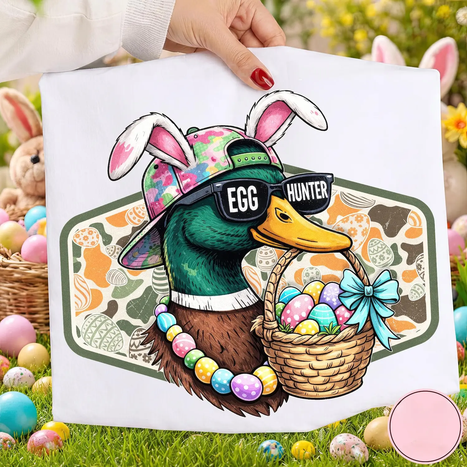Easter Egg Hunter T-Shirt, Camo Duck Egg Hunter T-Shirt, Boys Easter Shirt T-Shirt, Hunting Easter Sublimation Design, Digital Download