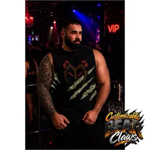 (no cuts) PAWsitiveBEAR with BEAR Claws – Muscle Tank Bella + Canvas Ultra-Soft Casual Menswear Unisex Shirts Top Man Tee Cotton