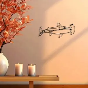 1pc Hammerhead Shark Metal Wall Art, Art Wall Decoration, Hammerhead Shark Statue Mural, Perfect for Coastal Home, Nautical Space, Marine Decor, Shark Week Decor, Ideal Gift for Shark Lovers,Perfect For Halloween/Christmas/Easter decor.
