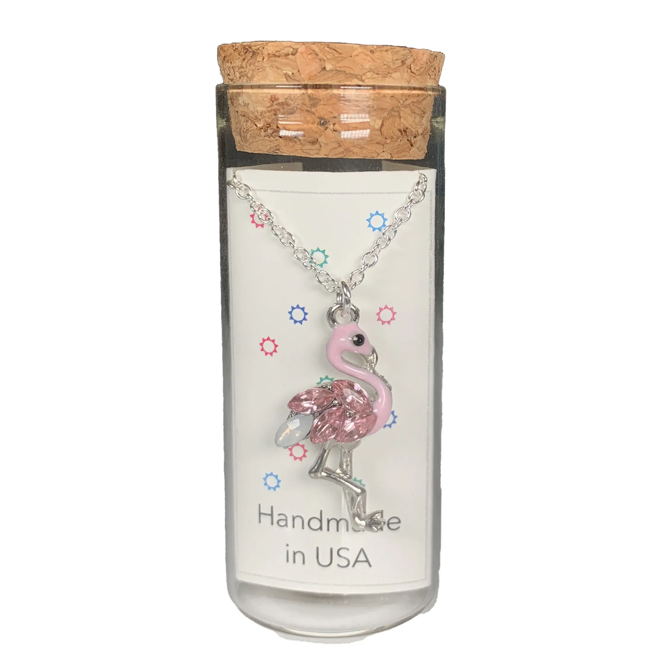 Sparkling Flamingo Charm Necklace in a Bottle  Tween Teen