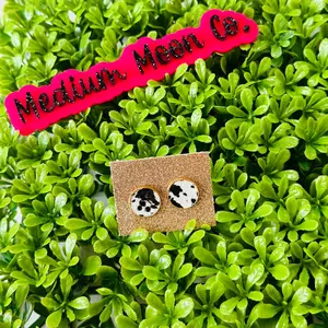 Handmade Cow print stud earrings