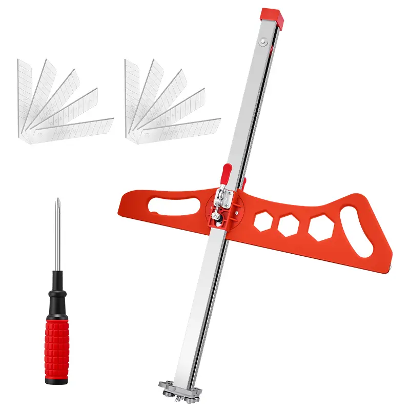 Drywall Cutting Tool Foldable Drywall Cutter for Wall Build Decoration Gypsum Board Cutting with 19 Wheels Orange Silver Design